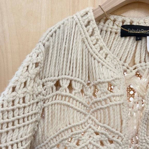 Anthropologie Cream Crochet Cardigan Sweater - Picture 7 of 15